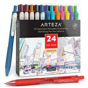 YIHUALE 02, Retractable Gel Ink Pens, Vintage & Bright Colours – Set of 24