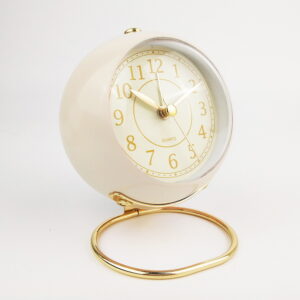 DANNOL WK-DF-35.WE Round Shape Domed Glass Metal Table Alarm Clock with Stand