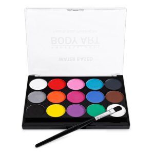 Face Paint Kit Professional Water Based Body Paint 15 Colors Washable Non-Toxic Paints 1 Paintbrush for Kid Sensitive Skin